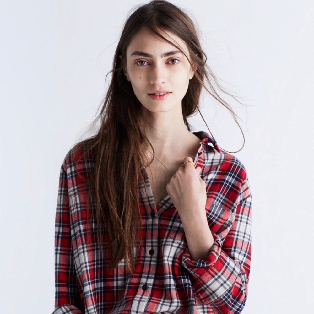 Madewell Oversized Plaid in Red Size XXS